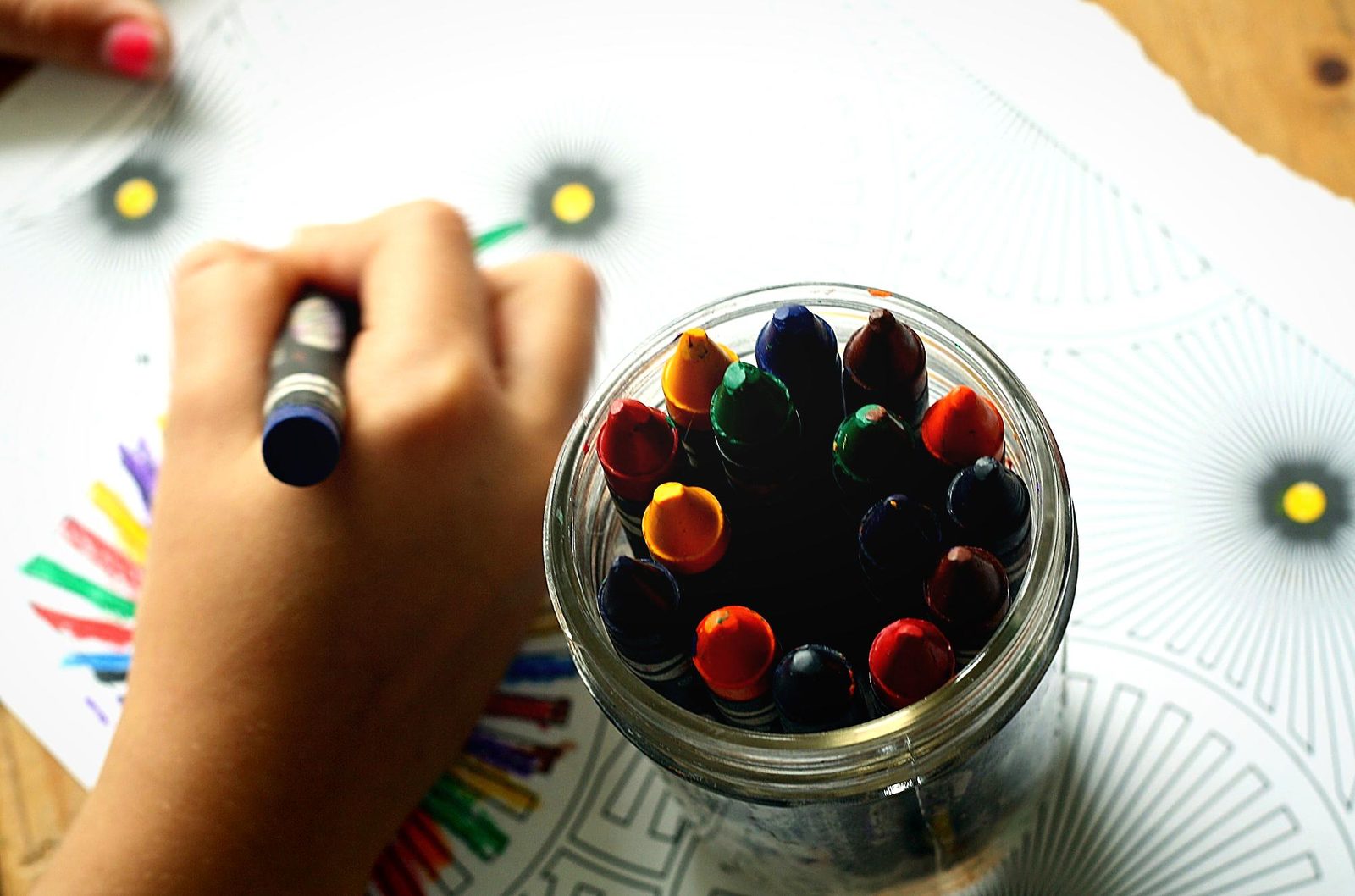 A child coloring